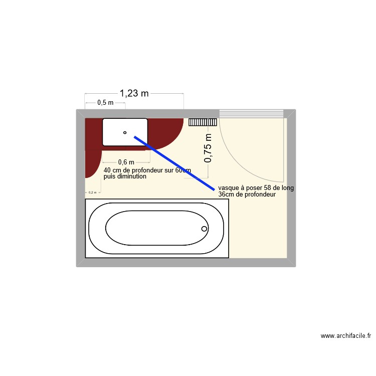 sb1. Plan de 1 pièce et 4 m2