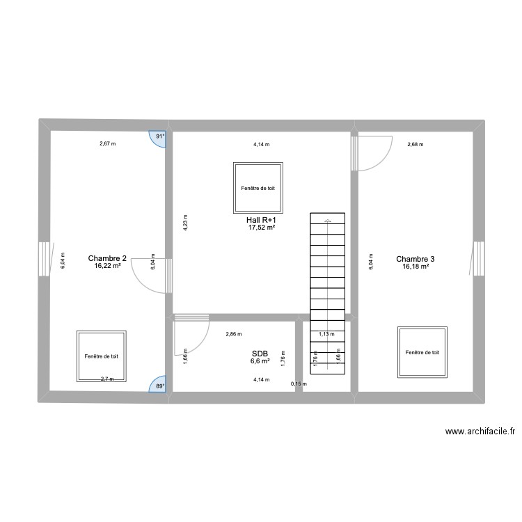 MAISON WAHAGNIES. Plan de 4 pièces et 57 m2