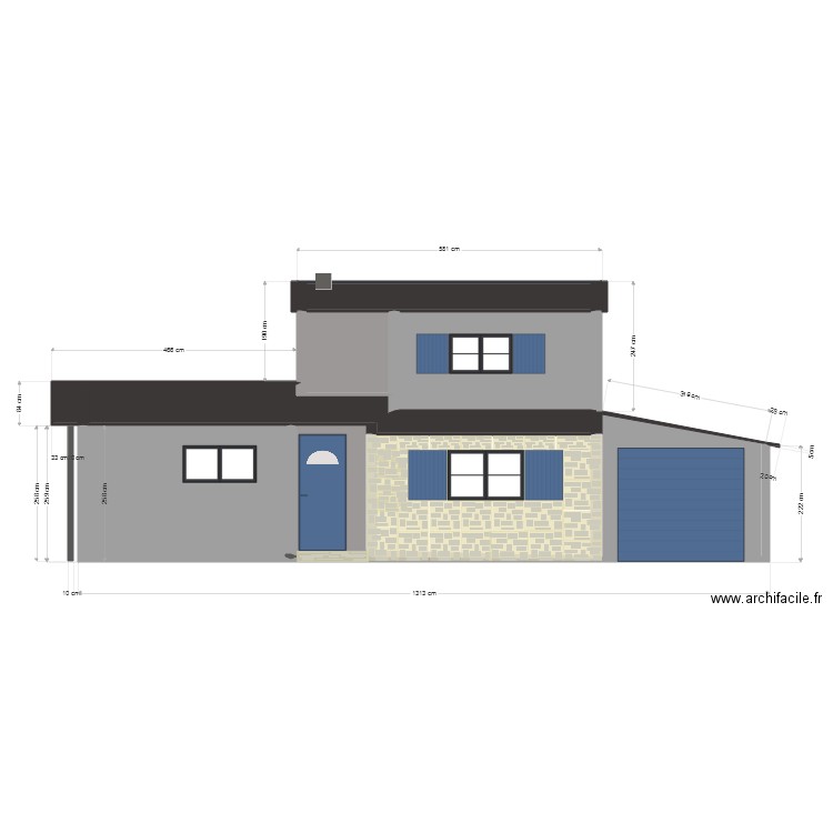 façade sud est. Plan de 0 pièce et 0 m2