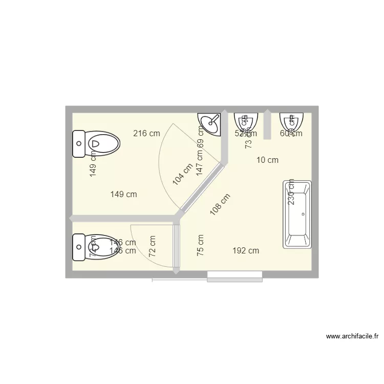 wc mixte. Plan de wc mixte. Plan de
