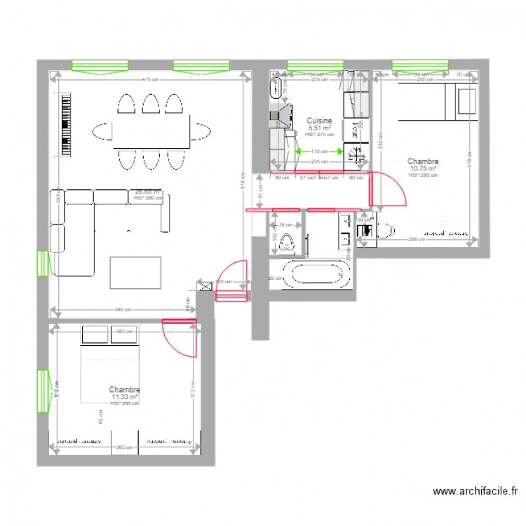 AppartPlanRenovationV3. Plan de 0 pièce et 0 m2