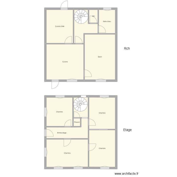 Croquis GANGLOFF Rch et étage. Plan de 13 pièces et 119 m2