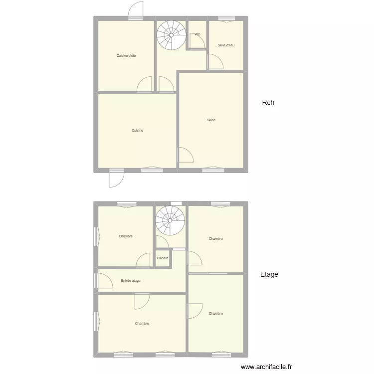 Croquis GANGLOFF Rch et &eacute;tage. Plan de 