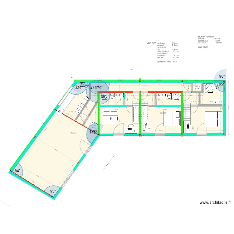 PLAN HORS AIR. Plan de 16 pièces et 227 m2