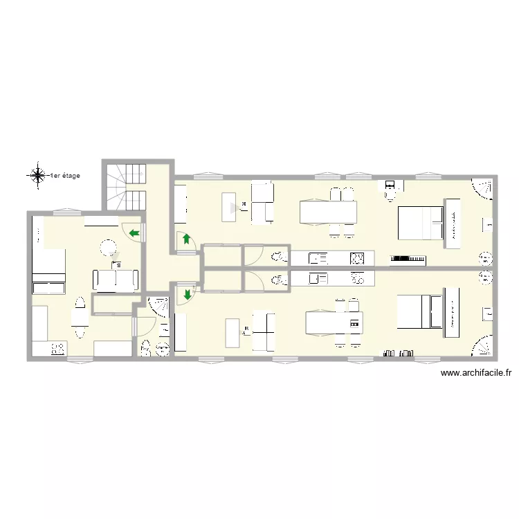 plan 1er &eacute;tage meubl&eacute;. Plan de 