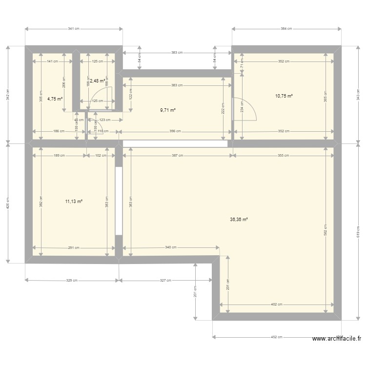 plan 2. Plan de 6 pièces et 75 m2