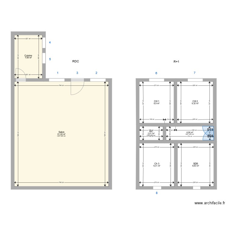 DARINI. Plan de 8 pièces et 112 m2