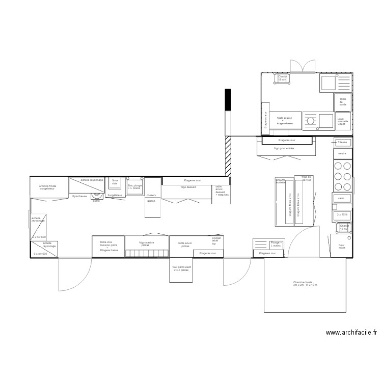 Rest Chat plan cuisine 1. Plan de 2 pièces et 48 m2