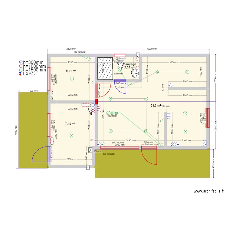 45 5 invert Брехово эл. Plan de 6 pièces et 52 m2