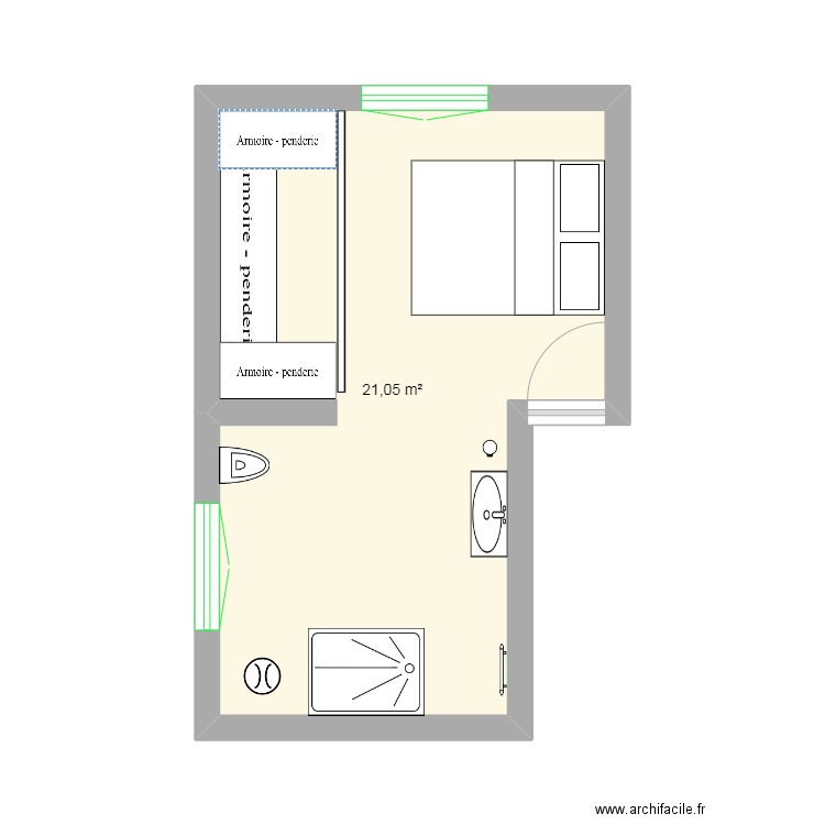 Suite parentale 1. Plan de 1 pièce et 21 m2