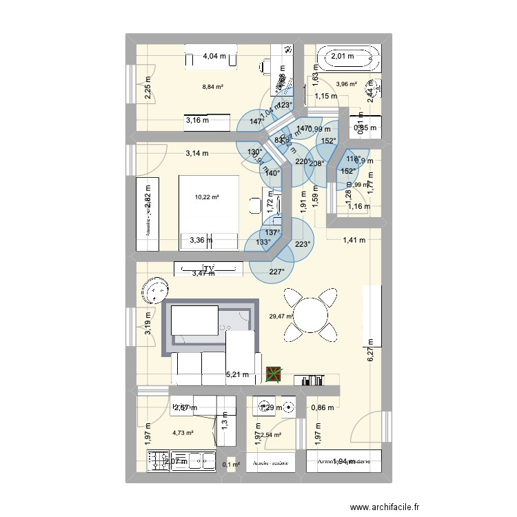 yann. Plan de 8 pièces et 62 m2