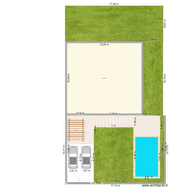 EXTERIEUR. Plan de 1  et 166 m²