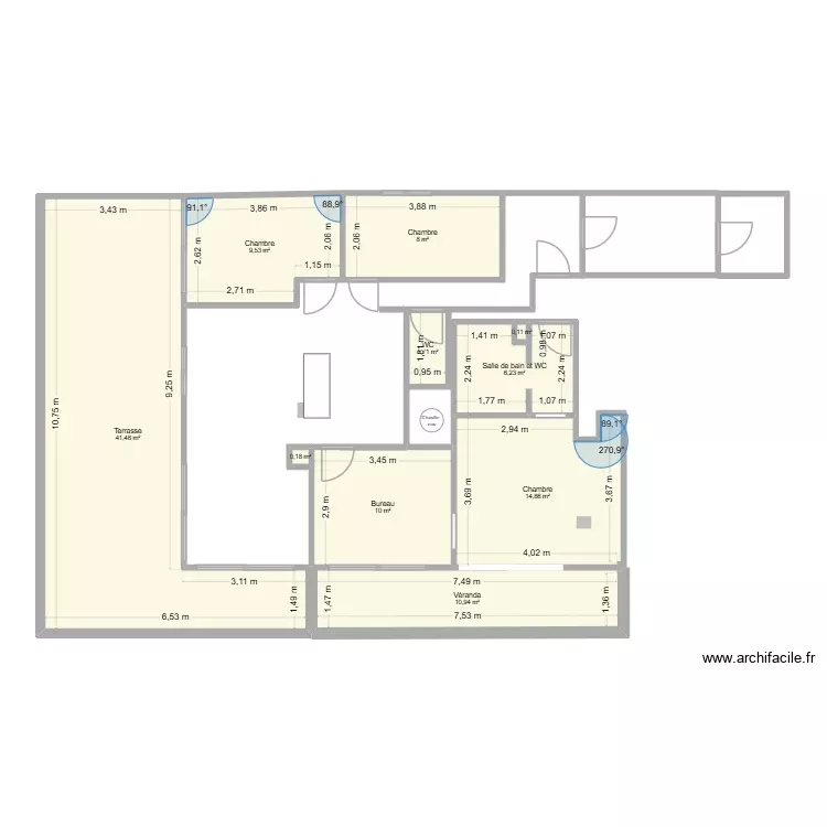 paln r&eacute;unification. Plan de 10 Pièces et 103 m²