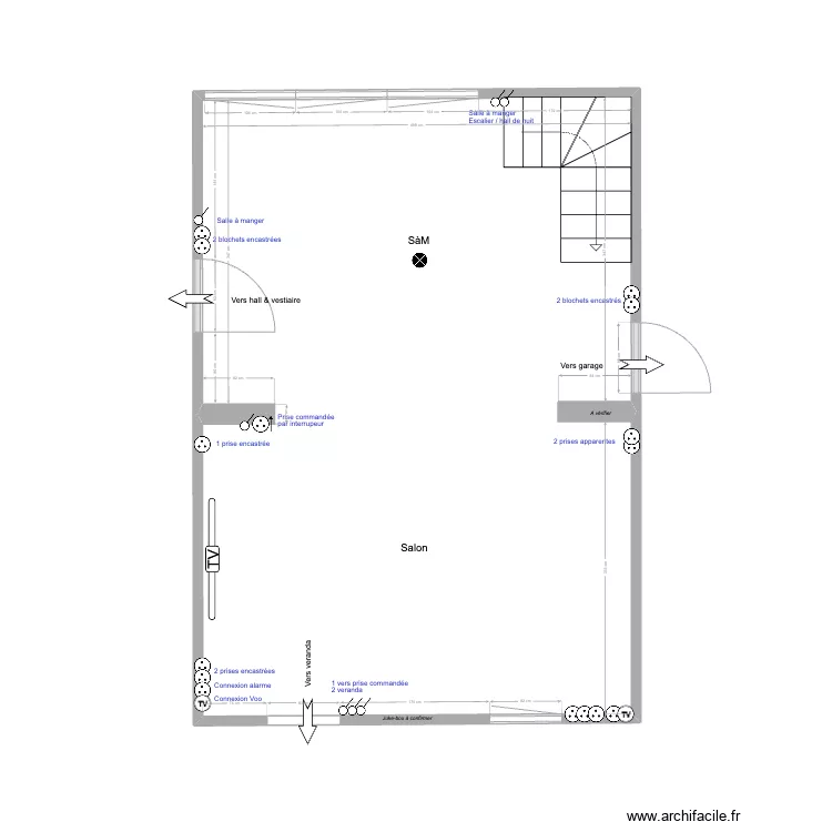 Maison Aische - S&agrave;M & Salon (Existant). Plan de 