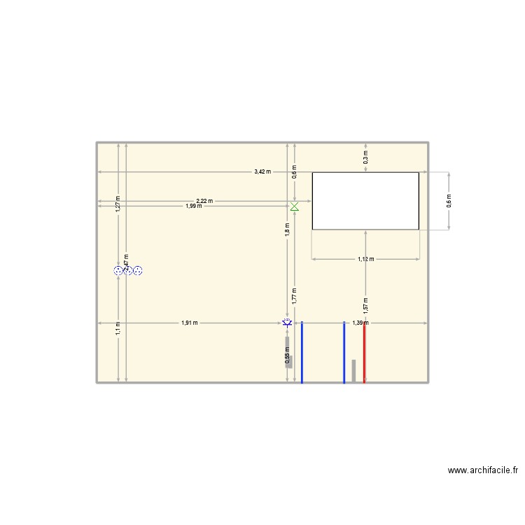 cuisine 2 nord. Plan de 1 pièce et 8 m2