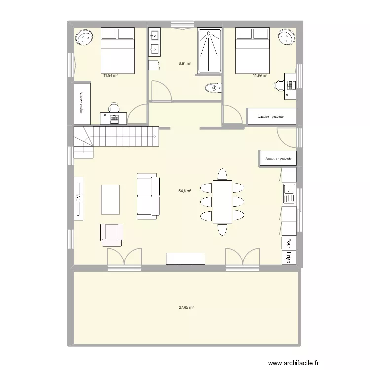Maison 90m2 RDC (Version &eacute;tage). Plan de 5 pièces et 115 m²