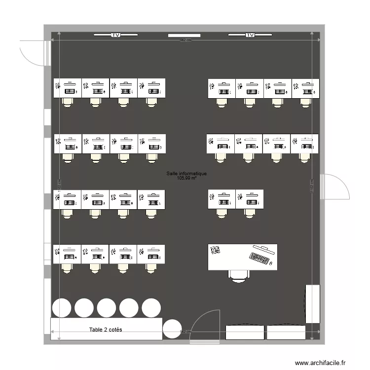 Plan salle informatique align&eacute; vers tableau vairiante 1. Plan de 