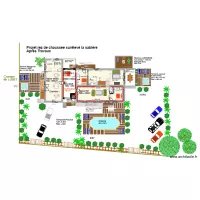 plan masse rez de chauss&eacute;e terrasses piscine barri&egrave;res