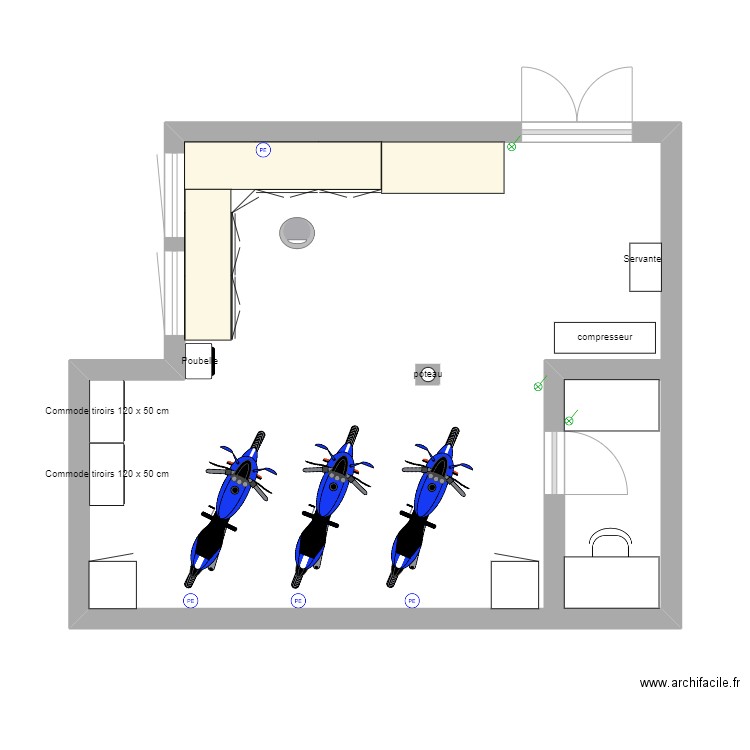 garage. Plan de 1 pièce et 39 m2