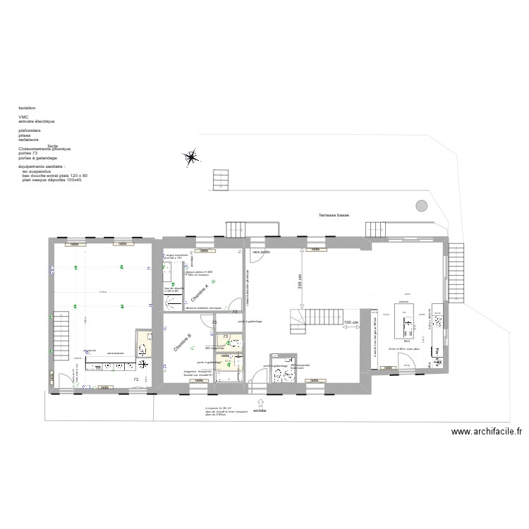 projet aménagement rdc version 3 garage. Plan de 0 pièce et 0 m2