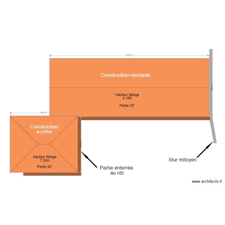 toiture extension. Plan de 0 pièce et 0 m2