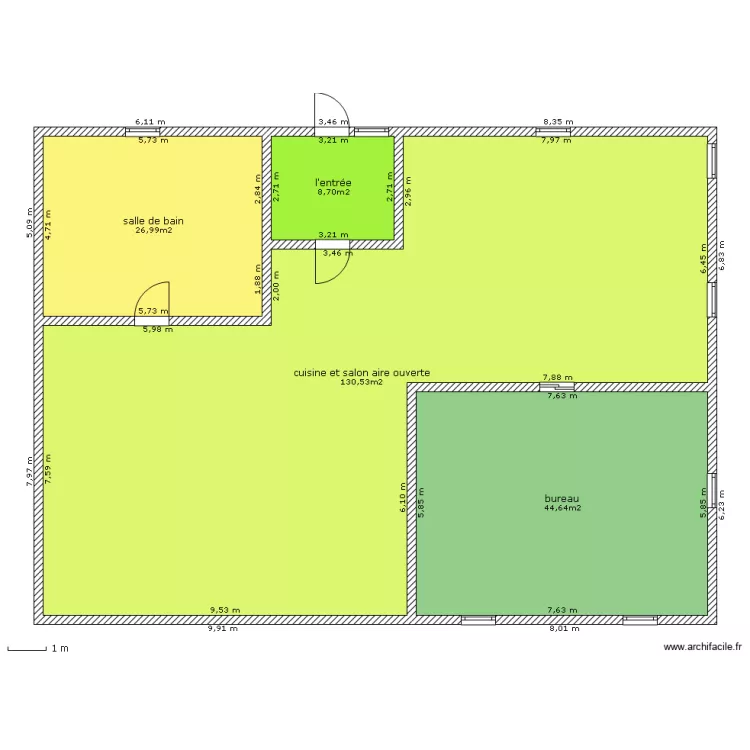 maison 2 m-e . Plan de 