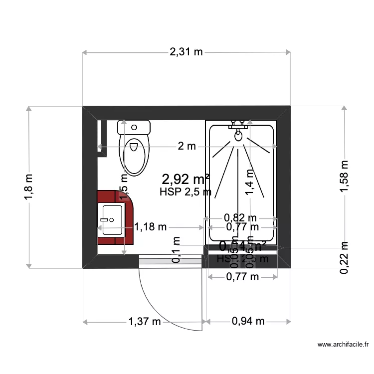 Salle de bains 2022 zoom 2. Plan de 