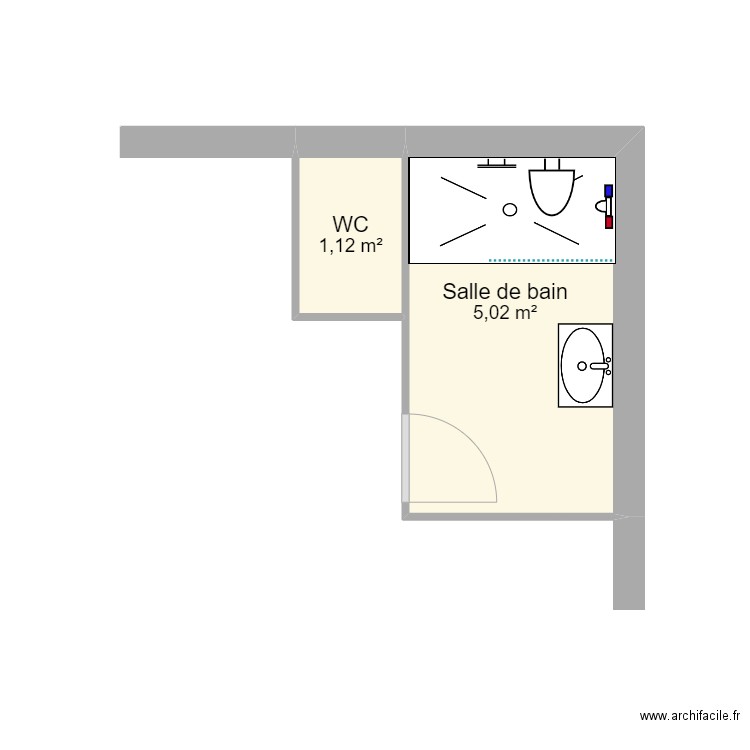 FAYOLLE. Plan de 2 pièces et 6 m2