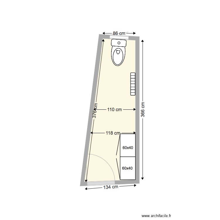 wc 2. Plan de 0 pièce et 0 m2