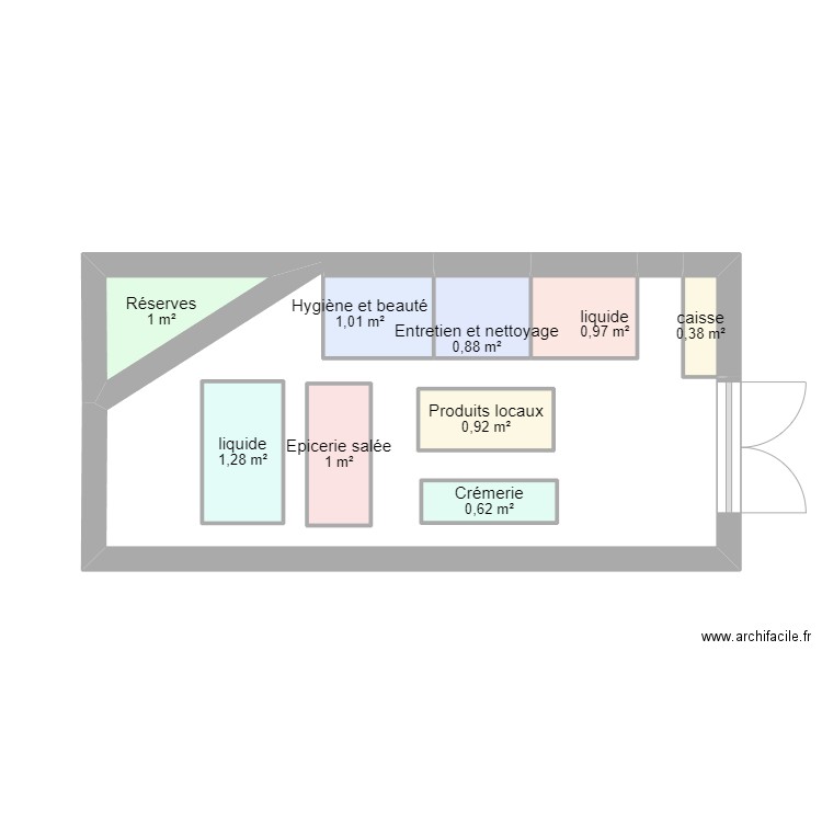 plan de masse supérette. Plan de 9 pièces et 8 m2