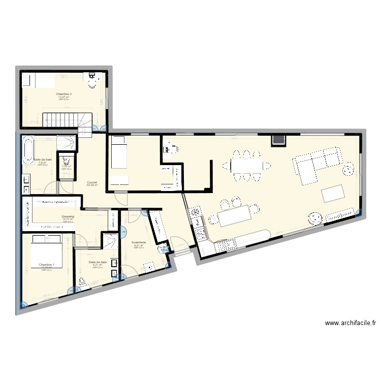 maison le becquet. Plan de 8 pièces et 219 m2