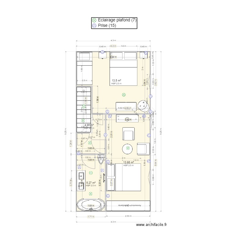 1 ER ETAGE CHAMBRE CARO 2. Plan de 0 pièce et 0 m2