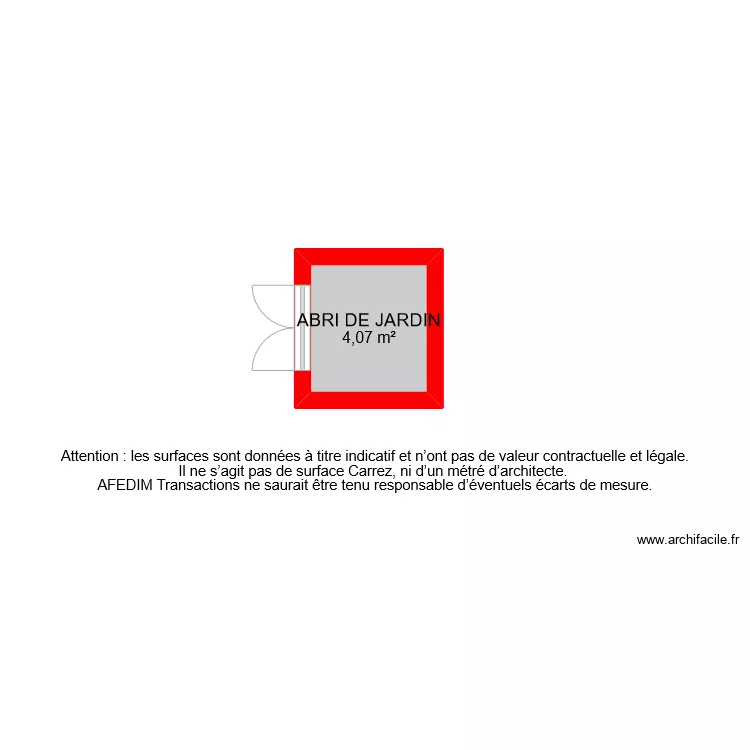 BI 9059 ABRI DE JARDIN. Plan de 