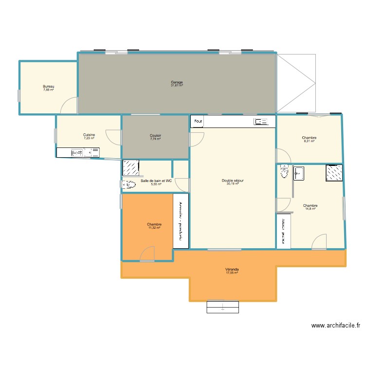 montvert. Plan de 10 pièces et 142 m2