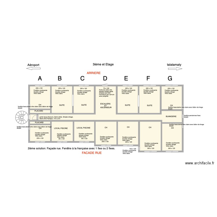 Ouvertures Chambres 3ième ET. Plan de 0 pièce et 0 m2