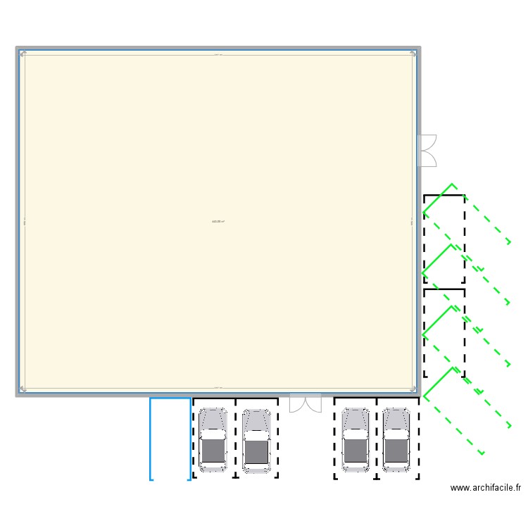 PCL. Plan de 1 pièce et 444 m2