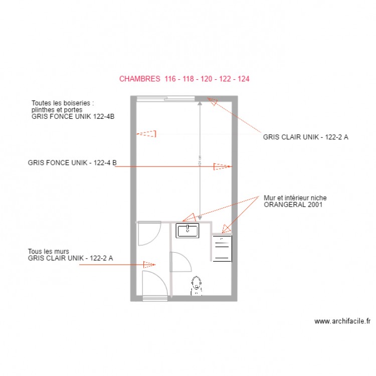 CHAMBRES  116  118  120  122 124. Plan de 0 pièce et 0 m2