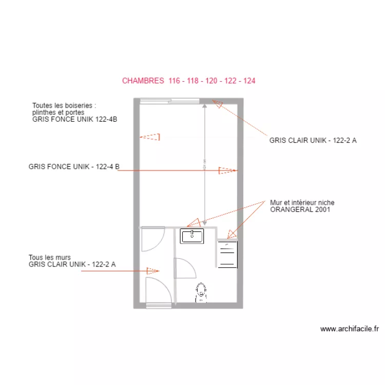CHAMBRES  116  118  120  122 124. Plan de 