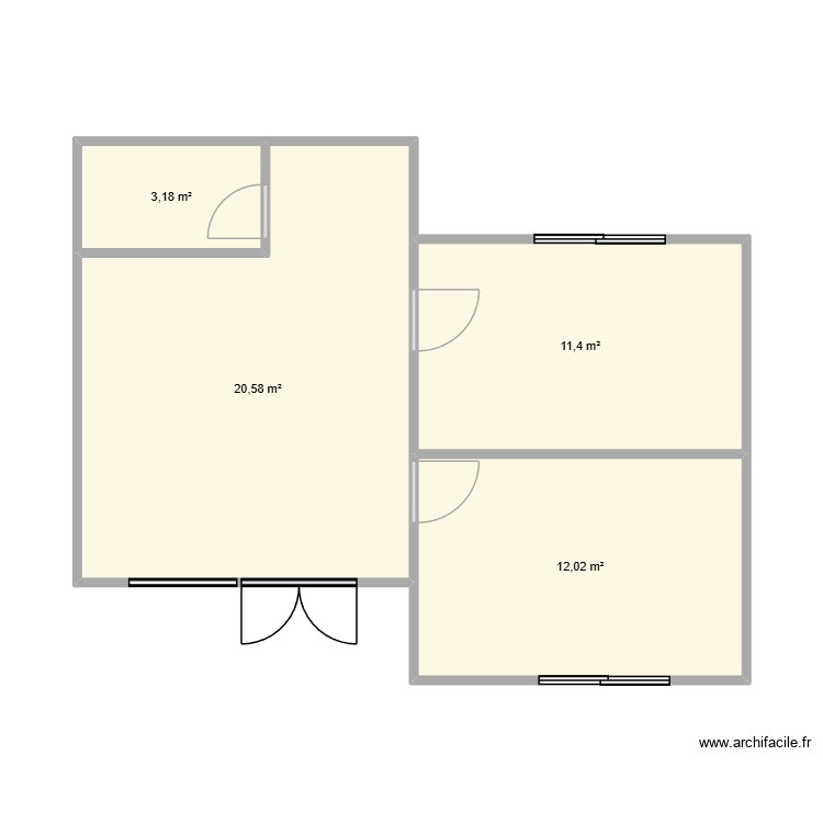Plan Studio 50m2 avant modif. Plan de 0 pièce et 0 m2