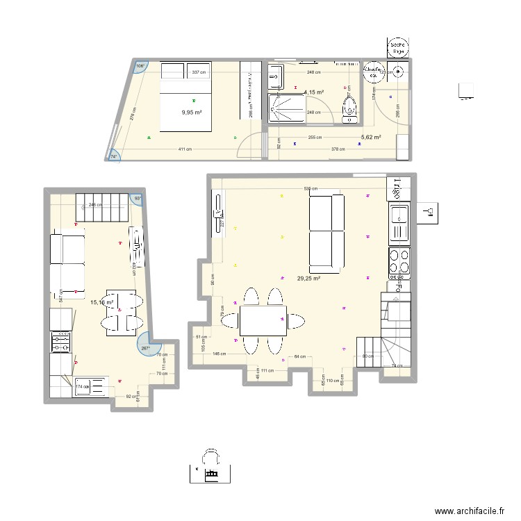 miaison réno Final. Plan de 5 pièces et 64 m2