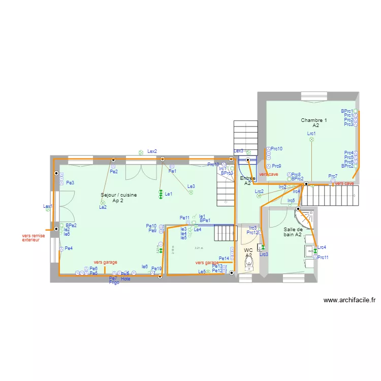 Chemin de fer RDC A2 electrique. Plan de 