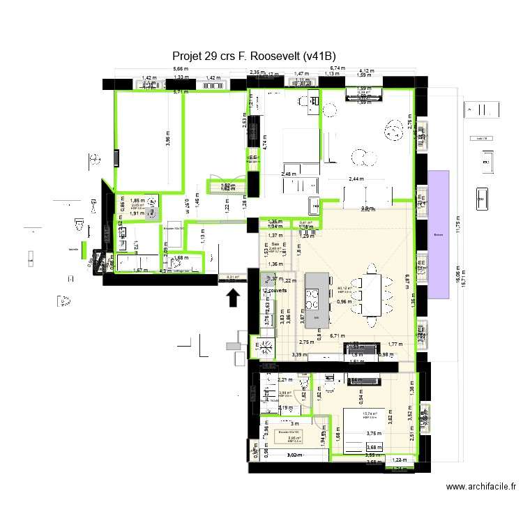 29 crs FR v41 bis ss meubles. Plan de 26 pièces et 79 m2