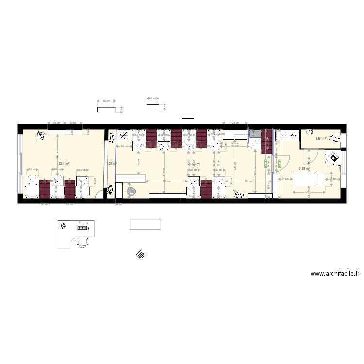 Fish SPA projet 3. Plan de 5 pièces et 51 m2