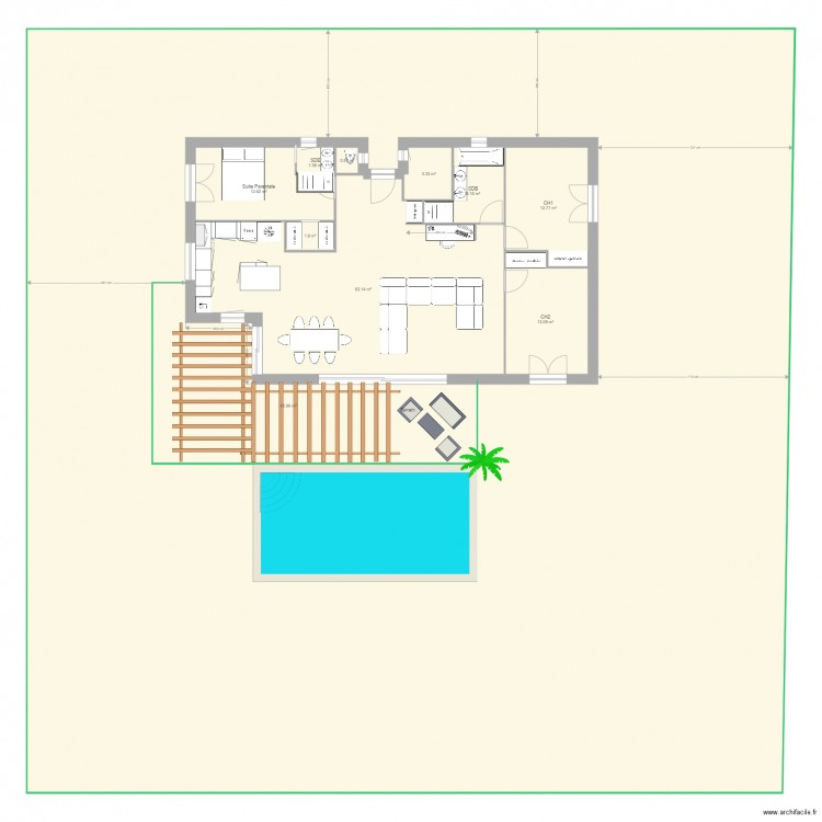 Nouveau Plan sur terrain avec Terasse avant Auvent. Plan de 0 pièce et 0 m2