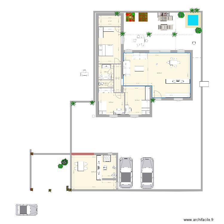 definitivo total. Plan de 14 pièces et 227 m2