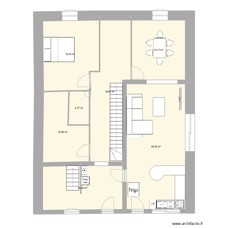 Agrandissement1. Plan de 7 pièces et 105 m2