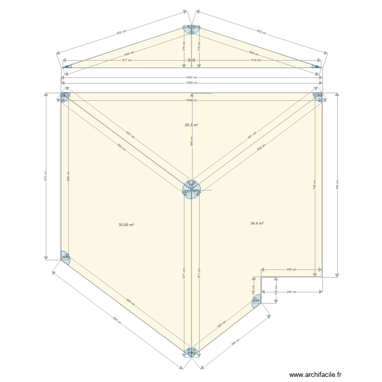 toiture surface. Plan de 