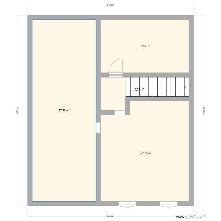 2 eme etage. Plan de 4 pièces et 88 m2