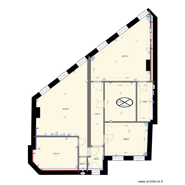 VICTOR HUGO PLAN TECHNIQUE. Plan de 10 pièces et 108 m2
