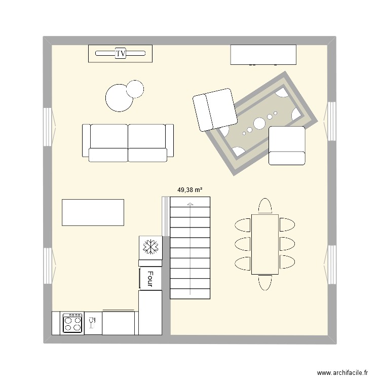 Ma Maison RDC 3. Plan de 1 pièce et 49 m2